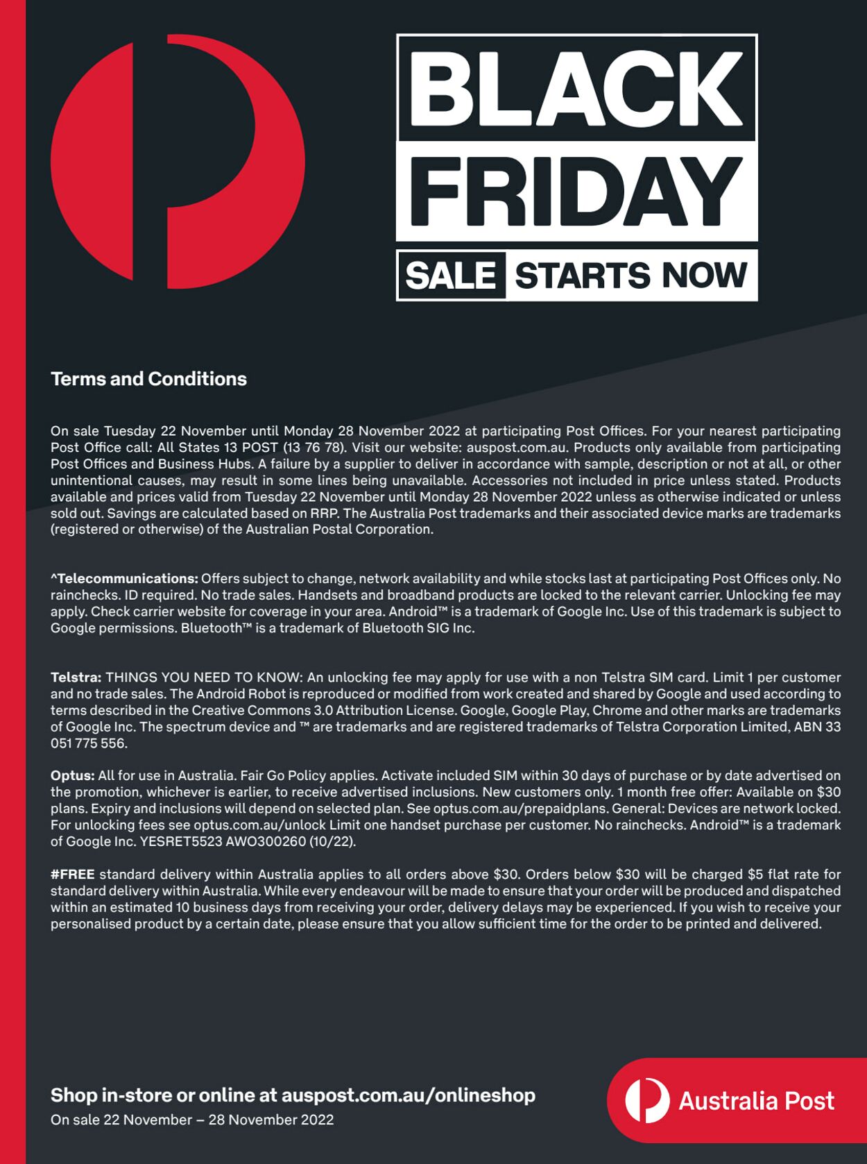 Catalogue Australia Post 22.11.2022 - 28.11.2022