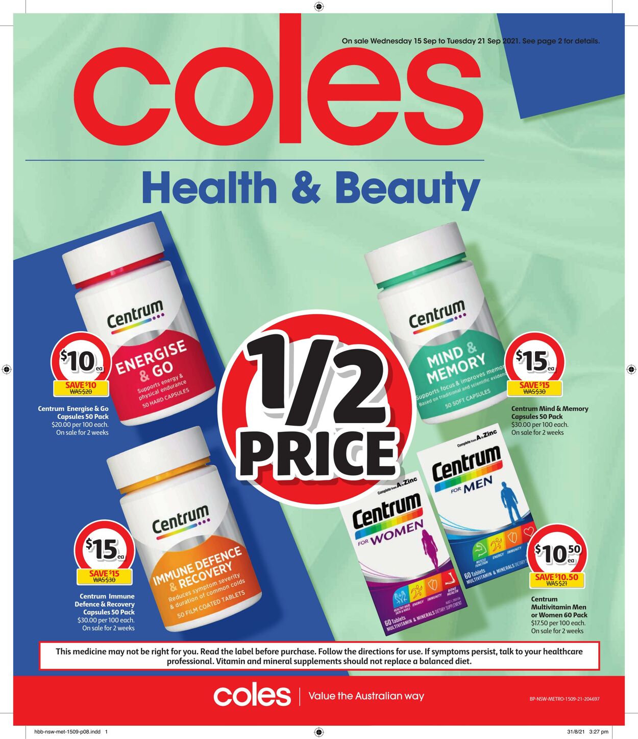 Catalogue Coles 15.09.2021 - 21.09.2021