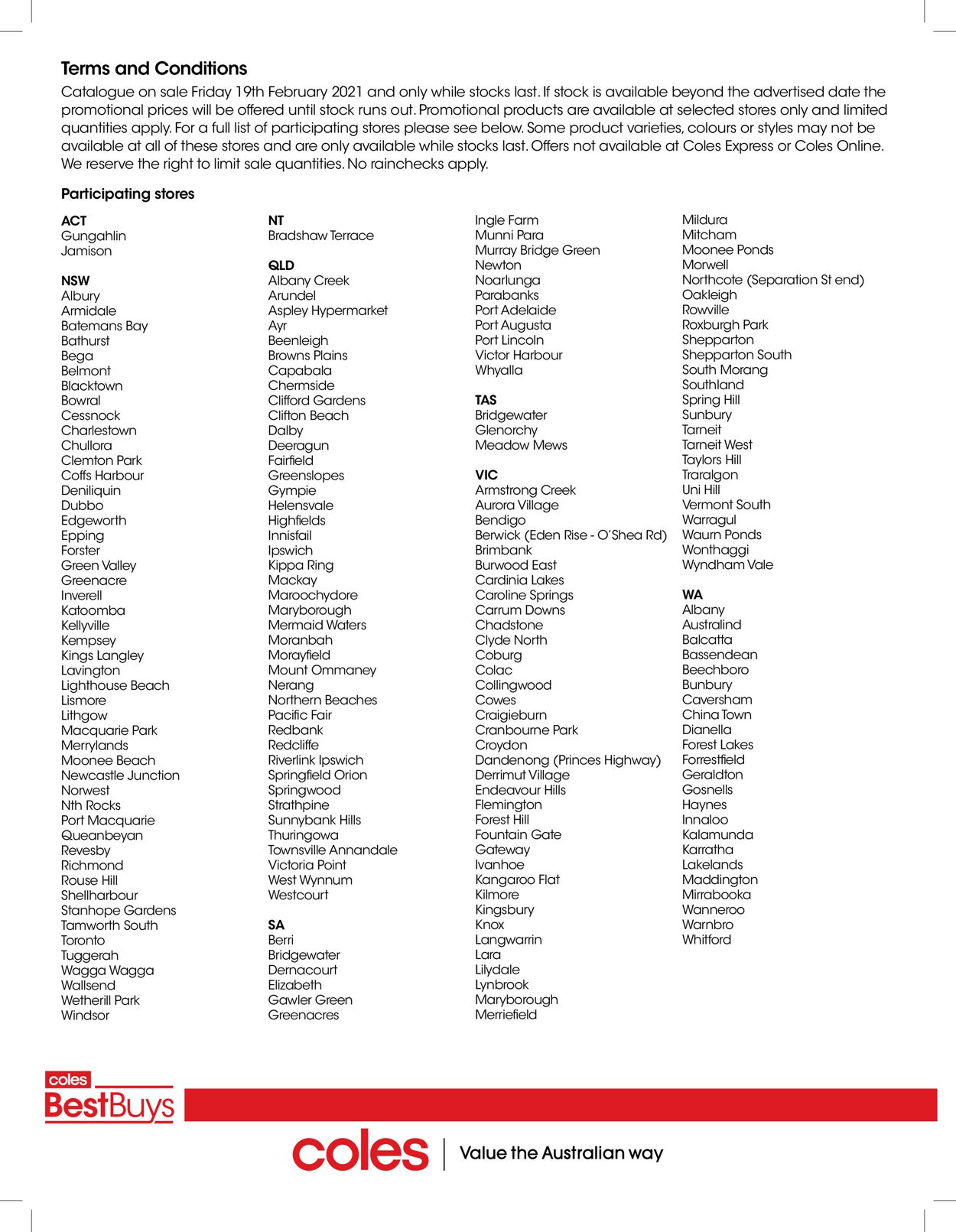 Catalogue Coles 19.02.2021 - 28.02.2021