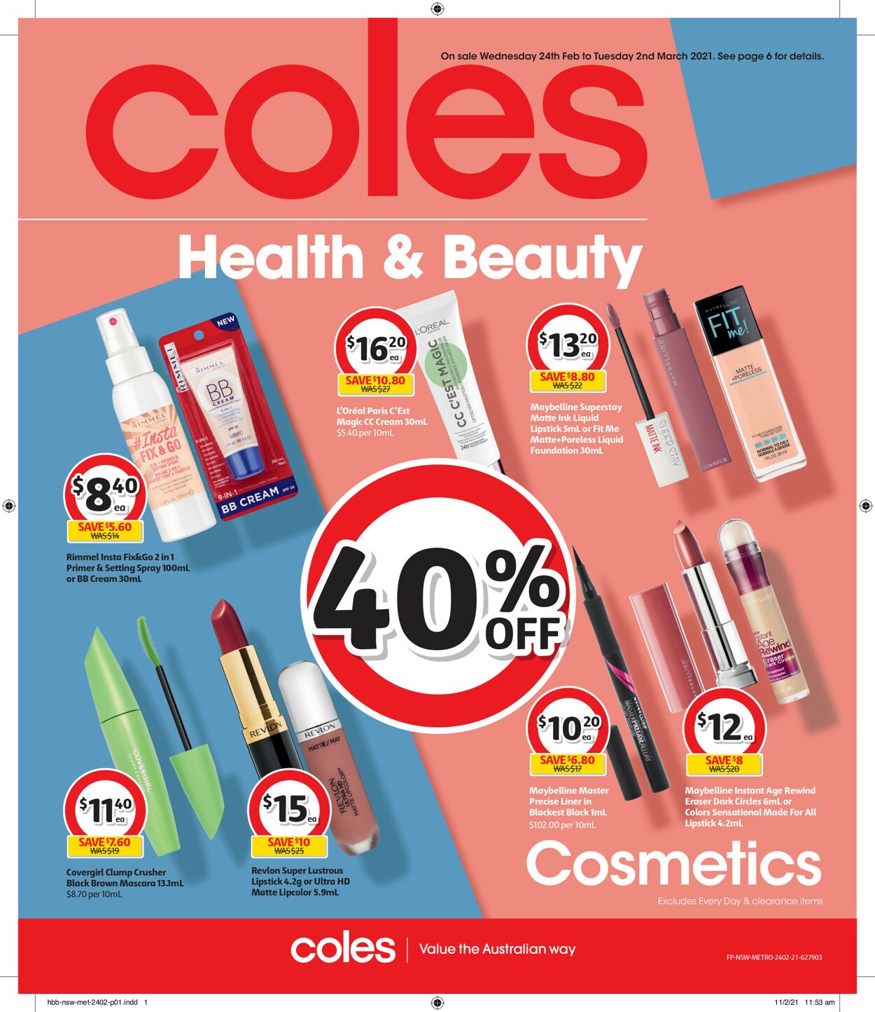 Catalogue Coles - Health & Beauty NSW METRO 24 Feb, 2021 - 2 Mar, 2021