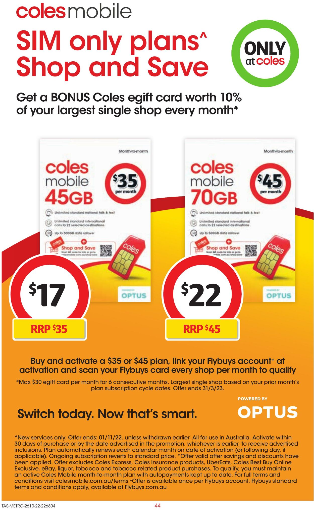 Catalogue Coles 26.10.2022 - 01.11.2022