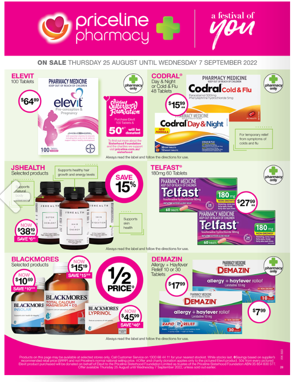 Catalogue Priceline Pharmacy 25.08.2022 - 07.09.2022